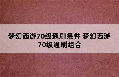 梦幻西游70级通刷条件 梦幻西游70级通刷组合